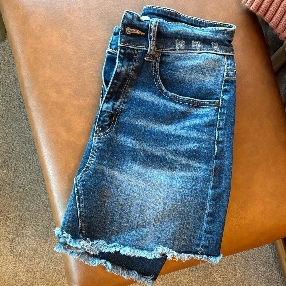BKE Blue Frayed Hem Mini Skirt - Picture 7 of 7